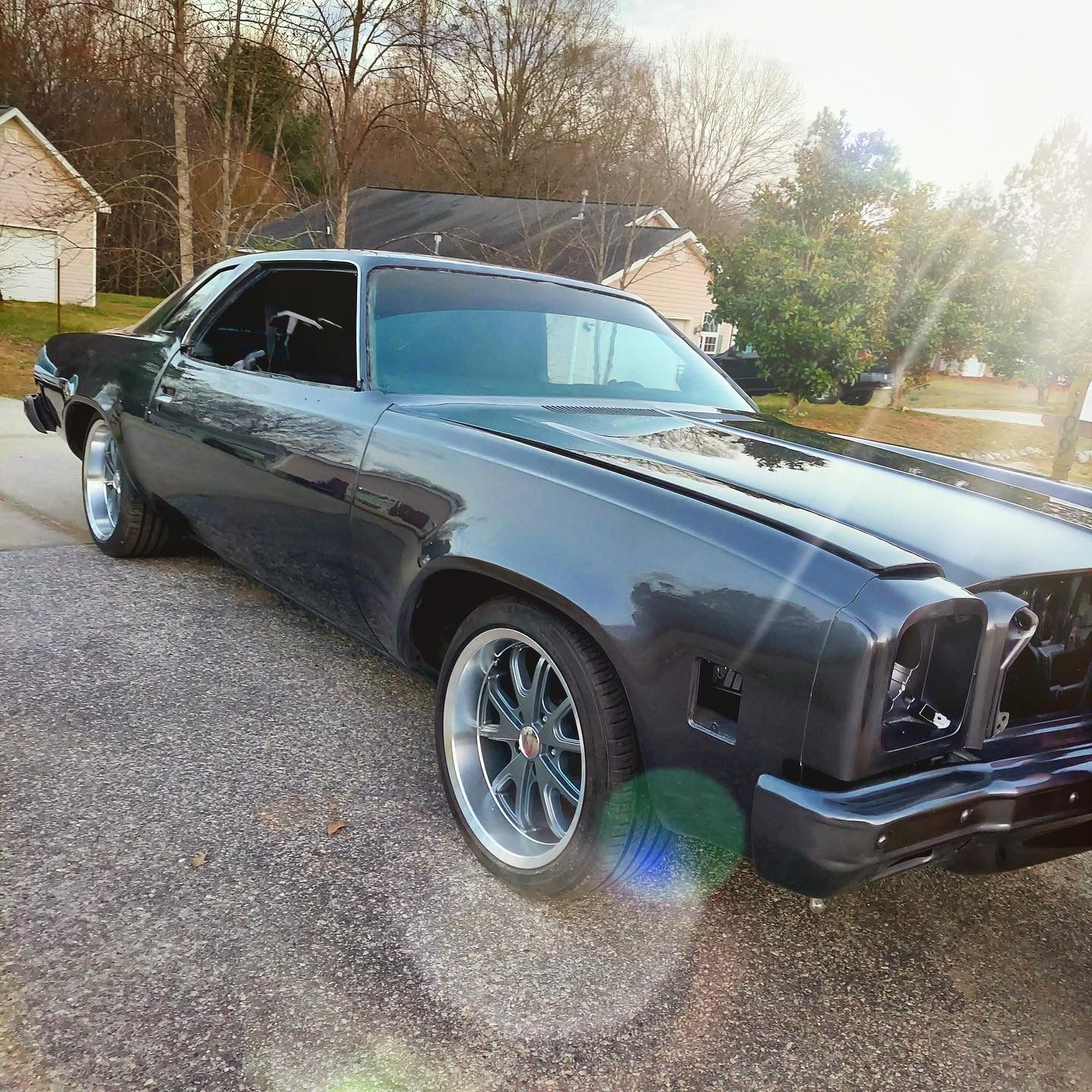 Classic gray car restoration detail
