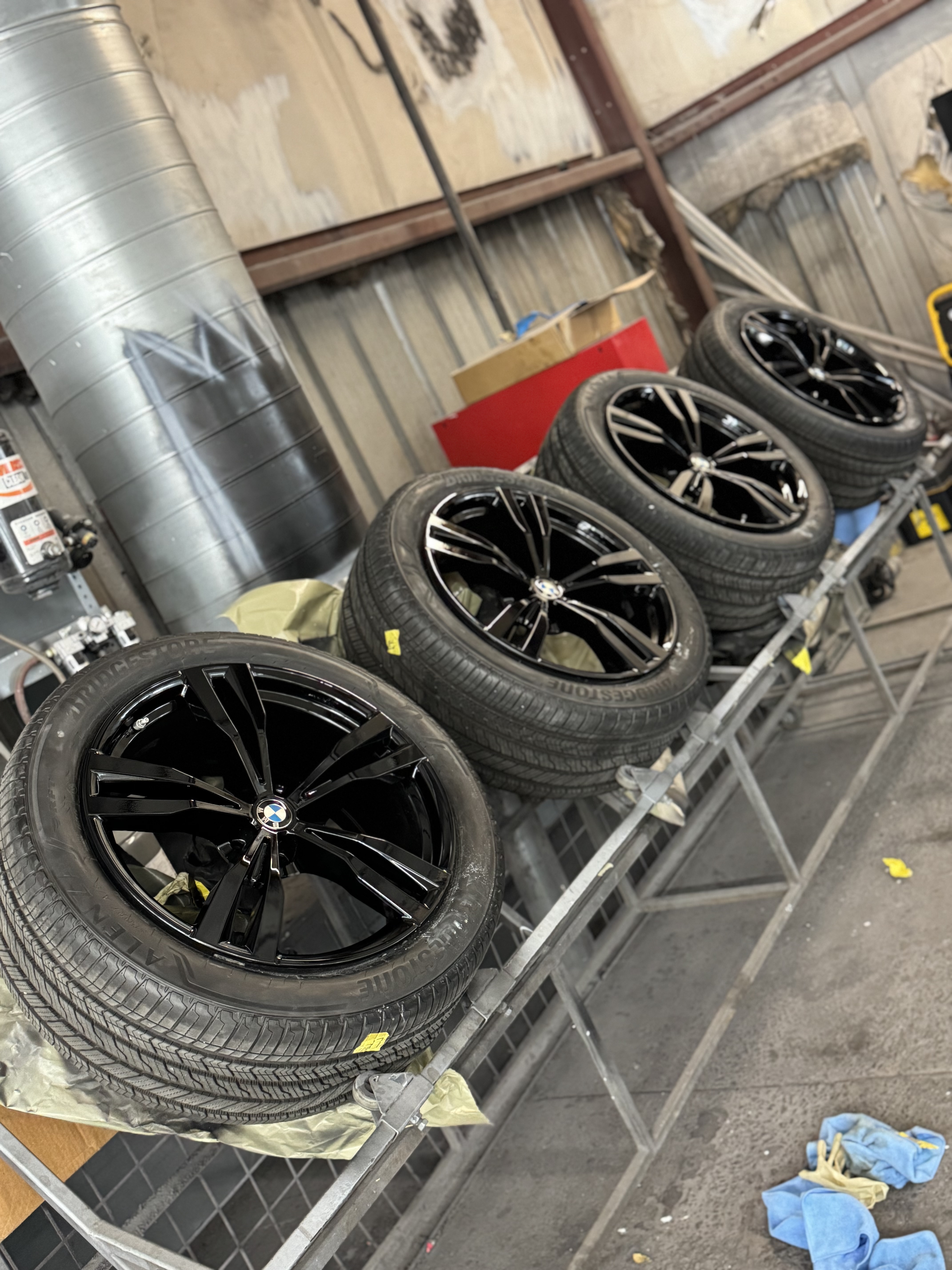 BMW wheels refinished in black