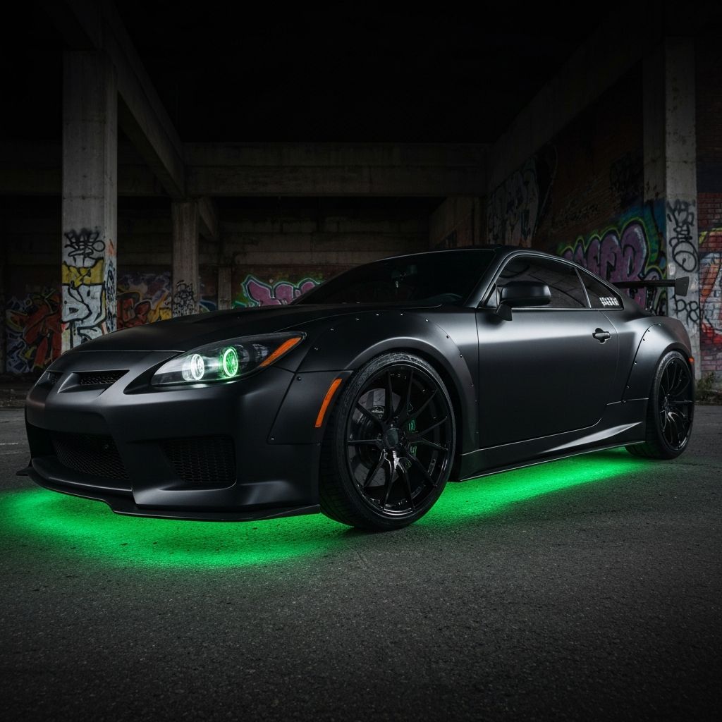 Custom wheel finish on a modified car