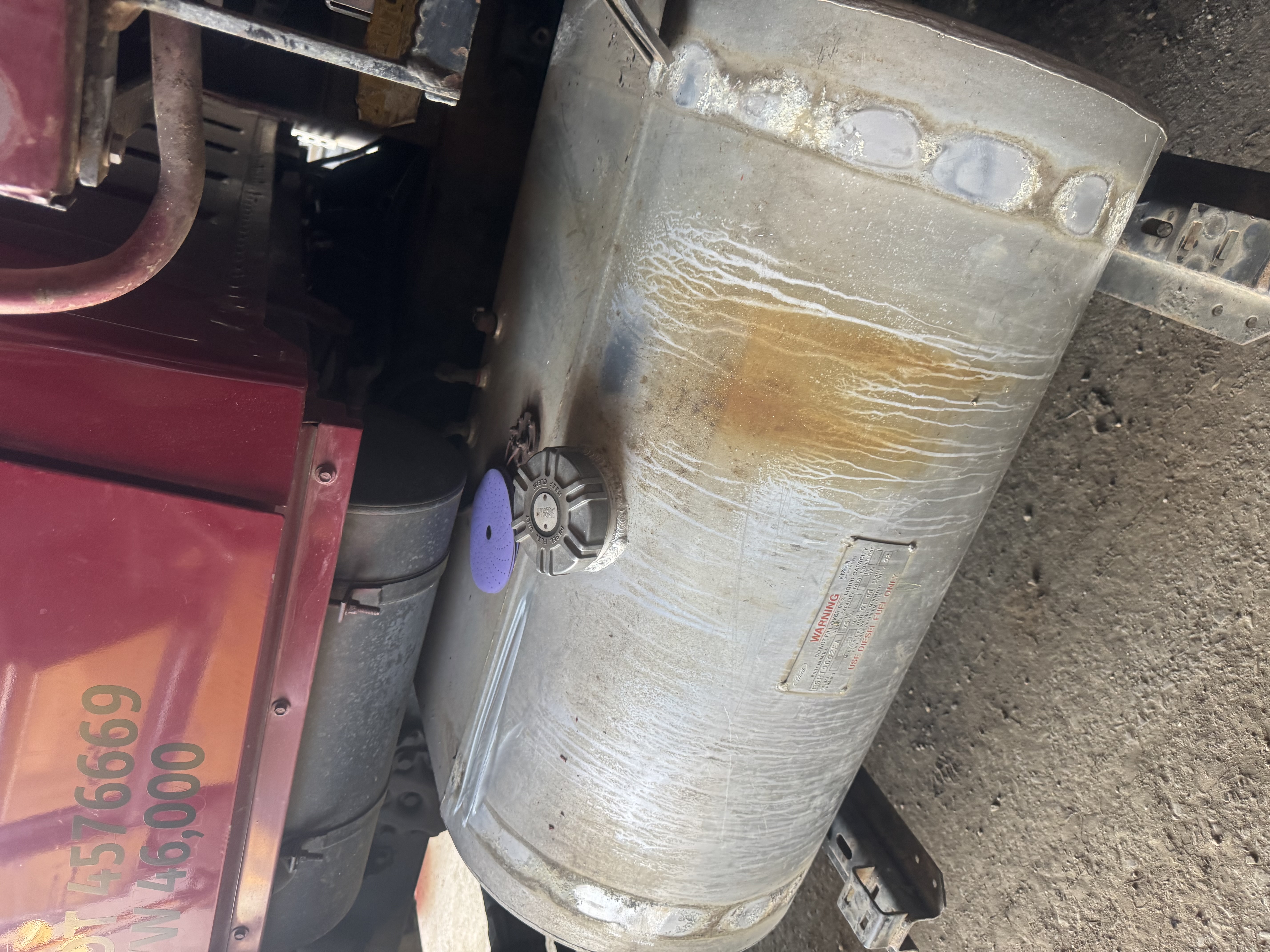 Truck tank before metal polishing